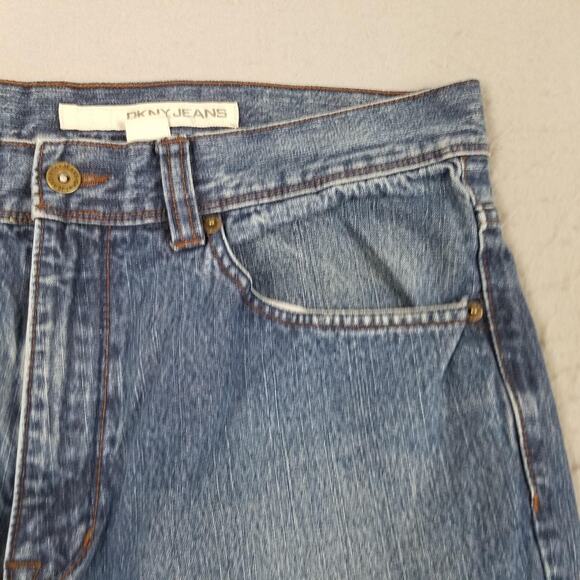 DKNY Jeans Jeans Mens 34x32 Blue Straight Leg Denim Embroidered Pockets Cotton - Picture 4 of 16